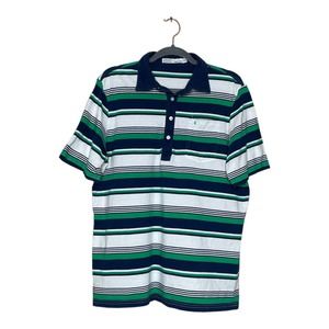 Criquet Large Mens Multicolor Striped Organic Cotton Short Sleeve Polo Shirt